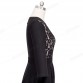 Vintage Solid Black Flower Dress32824672648